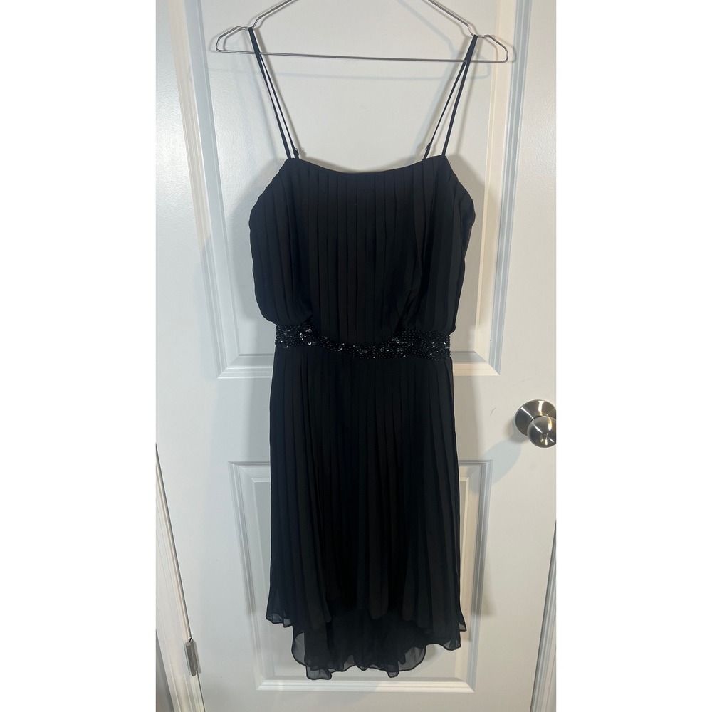 Chelsea & Violet Womens Dress Pleated Beaded Waist High Low Black Size M‎